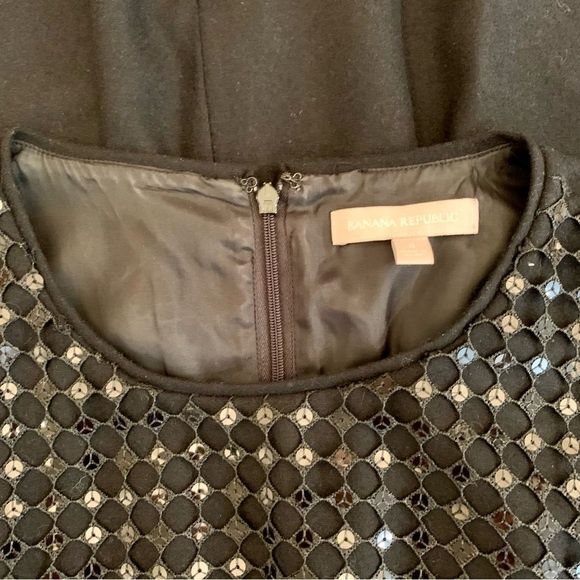 Banana Republic Wool Blend Black Sequin Accent Dress 8 - Picture 8 of 13